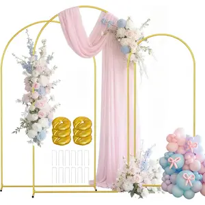 Metal Arch Backdrop Stand Set of 3 (7.2FT/6.6FT/6Ft) Wedding Arch Frame with 12 Ground Nails/6 Water Bags, Arched Backdrop Stand for Wedding Birthday Party  Shower Graduation Festival Decor