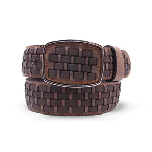 Mens Petatillo Leather Belt Tan-Choco – Genuine Leather Handcrafted Western Style HC-102