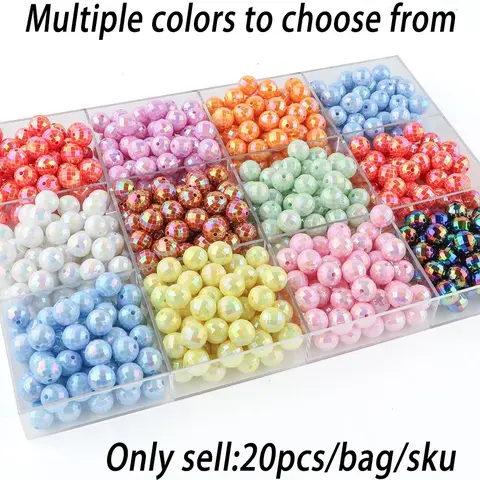 16mm Colorful Bead, 20pcs/set Cute Bead, Beads For Crafts, DIY Beads for DIY Bracelet, Necklace, Earrings, Decorative Bead for Pen, Phone Chain and Car Hanging Accessories, Jewelry Making Kit, Acrylic Bead Mix