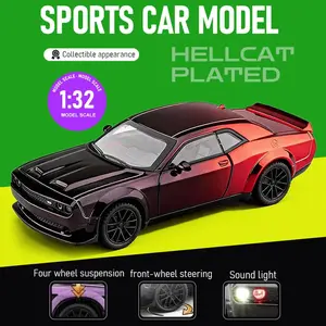 1:32 Scale Hellcat Alloy Diecast Model Car, 15.5*7.2*4.3cm Unisex Collectible Toy with Light-Up, Sound Alarm, Exquisite Interior, Openable Doors, Pull-Back Function, Shock Absorption, Casual Birthday & Holiday Gift