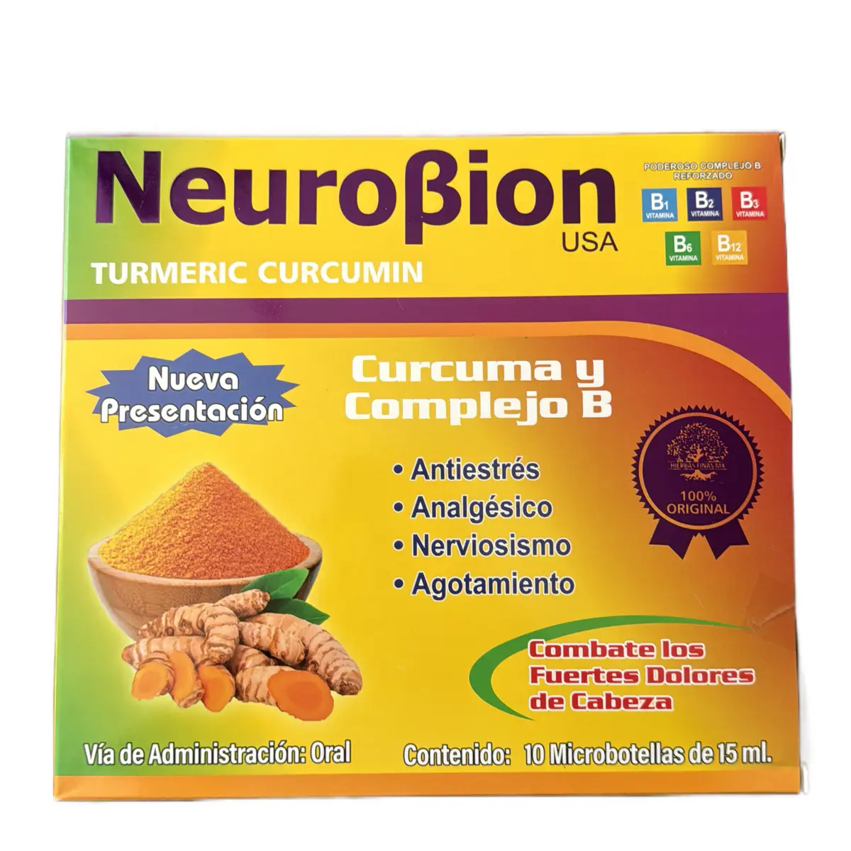 Complejo B Y Curcuma Plus Dietary Supplement - Immune Antioxidant System Vitamin Supplement - Edible, Health supplements