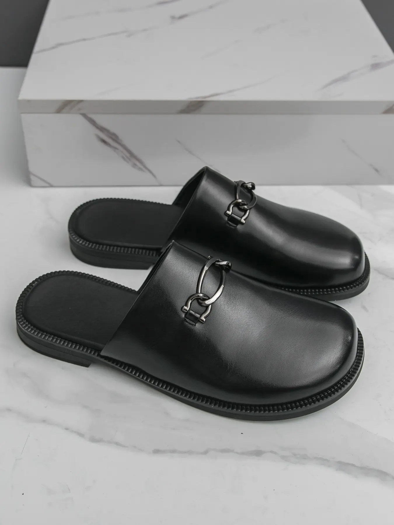 Men's Round Toe Mule Slippers, Casual Fashion Slip-On Shoes, Slip On Mules, Half Slipper Mules, Comfortable Textile Upper, PVC Leather Sole, Summer Outdoor Beach Walkers