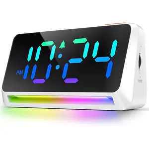 Super Loud Alarm Clock for Bedroom, Heavy Sleepers, Adults | Dynamic RGB Color Changing Clock for Teens, Kids | Small Bedside Digital Clock with LED Display, Atmosphere Light, USB Charger
