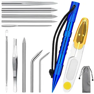 12 Pieces Paracord Fid Set,Including Stainless Steel Knotter Tools,Marlin Spike Kit,Lacing Needles,Smoothing Tool for Leather or Paracord Work,Valentine's Day Gifts,Hand Tools Kits
