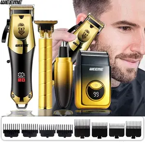 WEEME Men'S Electric Grooming Kit 4-In-1 Includes Wireless Hair Clipper Precision Beard Trimmer Nose Trimmer And Shaver Usb Charging System With Guide Combs Great For Home Haircuts Daily Shaving Ideal Gift For Father Boyfriend Cordless Trimmers Set