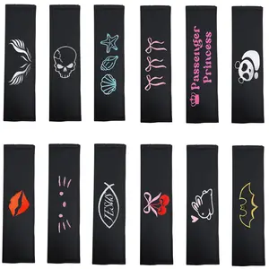 YUPBIZAUTO Embroidered Seat Belt Cover Shoulder Pad - Soft PU Leather Protector, Vehicle Accessories, Car Accessories, Universal 9.5x2.5 in Fit for Car/Truck/SUV, 12 Custom USA-Made Designs