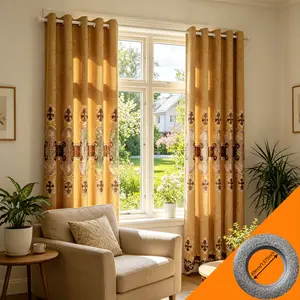 Two-Piece Embroidered Blackout Curtains, Luxury Traditional Style Living Room Insulated Floor-To-Ceiling Curtains