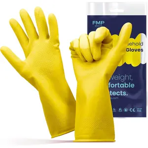 Extra Long Sleeve Purple Dishwashing Gloves Thick Latex Waterproof Non-Slip 15 IN Length 3 6 12 60 Pairs Window Cleaning Scraper Cloths Household Supply
