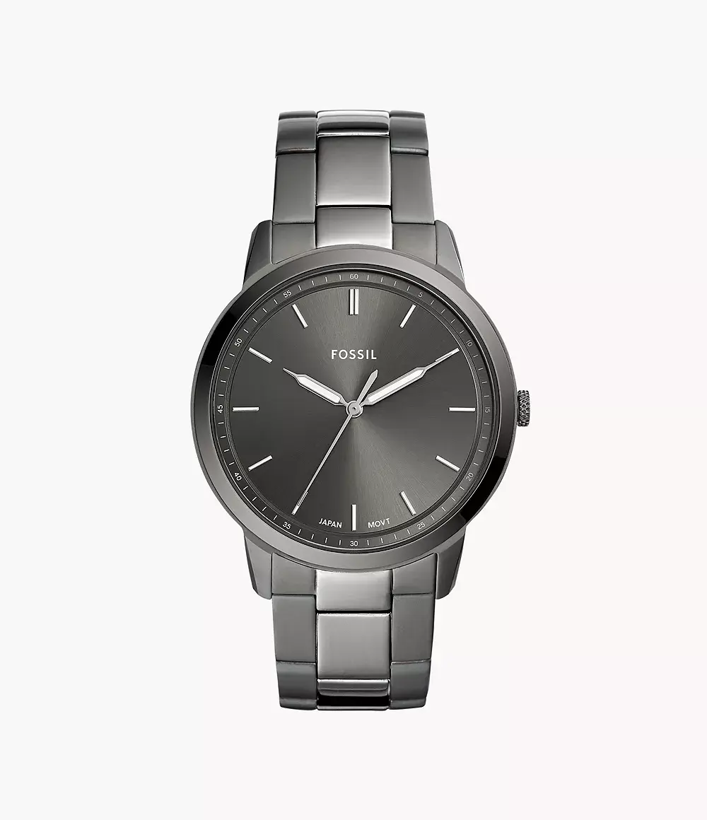 Fossil Minimalist 44mm Men's Three-Hand, Smoke Stainless Steel Watch Fossil Minimalist 44mm Men's Three-Hand, Smoke Stainless Steel Watch