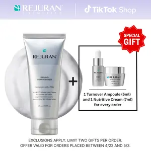 REJURAN Refining Foam Cleanser, c-PDRN – Hydrating & Gentle for Smoother, Clearer Skin, Minimizes Pores & Balances with Hyaluronic Acid & Tanin Complex, Korean Skin Care (4.05 fl oz)