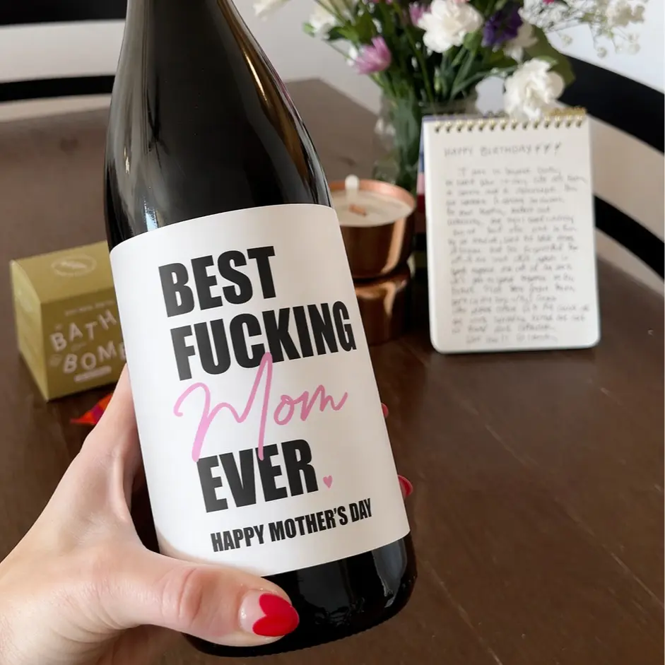 Funny Mother's Day Wine Stickers | Funny Gift for Mom Bottle Labels l Mother's Day Gift l Mother's Day Wine Label l Funny Mom Gift l Self Care l Cute Mom Gift l Mom Celebration Box l Grandma Gift