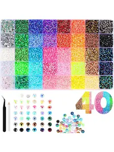 40pcs Resin Rhinestones, 3mm Ab Color Flat Back Jelly Water Drills, DIY Jewelry Making, Nail Art, Phone Decoration