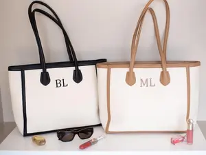 Personalized Faux Leather Tote Bag – Custom Shopper with Embroidered Initials