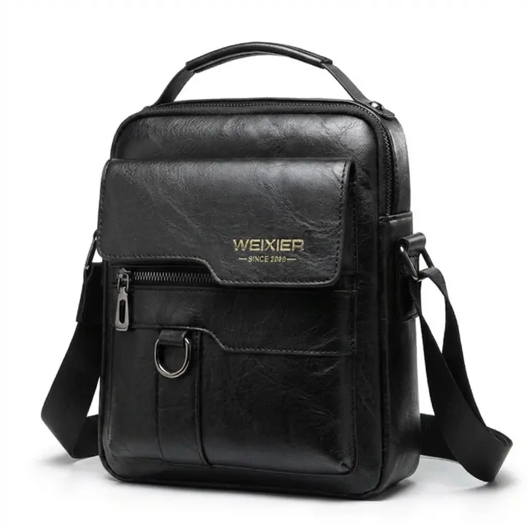 WEIXIER Mens Crossbody Sling Bag, Retro Leather Messenger Bag with Spacious Storage, Adjustable Shoulder Strap for Travel, Work, Commute & Daily Carry