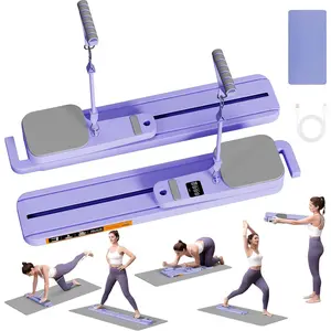 Upgraded Pilates Reformer Machine - 6-in-1 Fitness Board & Pilates Equipment Set with Ab Workout Equipment, Multifunctional Push-Up Board, Resistance Bands, Balance Board & Timer for Full Body Workout