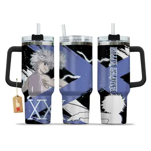 WeXAnime Killua Zoldyck Hunter x Hunter 40oz Stainless Steel Handle Tumbler - Double-Wall Vacuum Insulation Beverage Cup, Anime Art Mug with Leakproof Secure Lid, Washable Travel Otaku Gift