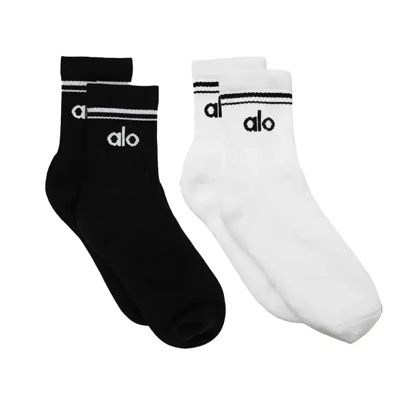 Unisex Half-Crew Throwback Sock - Black/White, Women's Crew Socks Soft Comfortable Breathable Cotton Socks Outdoor Fitness Yoga Socks