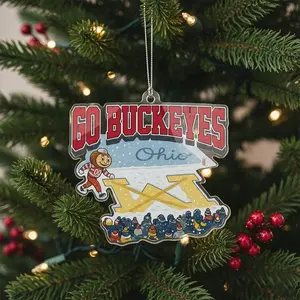 Brutus Ohio State Snow Fan Football Ornament, Ohio vs Michigan Rivalry Acrylic Ornament, Funny Game Day Gift, Buckeye Fan Gift