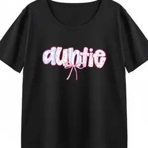 Auntie Shirt Women Cute Coquette Bow Pink Aesthetic Tee Best Aunt Ever Trendy Oversized Comfy Top Gift For New Aunt Pregnancy Announcement