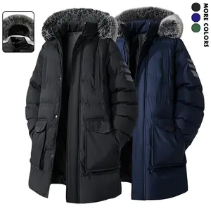 Men's Winter Warm Full-Zip Jacket with Removable Fur Hood, Thick and Cozy, Machine-Washable Polyester Shell and Full-Length Zipper Closure, Casual Outdoor Fabric, All-Season Versatile Jacket Menswear Coats