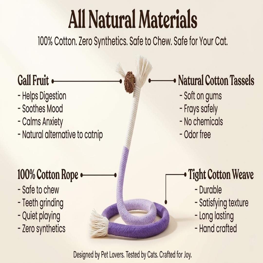 Pawrino Cat Chew Ropes 3 Pack – 22 Inch 100 Percent Cotton Teeth Cleaning Toy for Indoor Cats, Safe Non-Toxic Dental Chew, Calming Interactive Kitten Toy