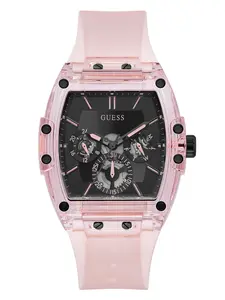 GUESS Female Pink Plastic and Silicone Multifunction Watch