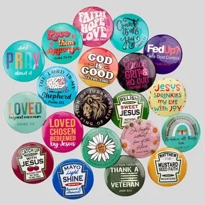 Kerusso 1.5-in Assorted Slogan Button Assortment (2025) - 20 Pc Collar Clip & Brooch Set for Fed Up, Grace & Grit Themes
