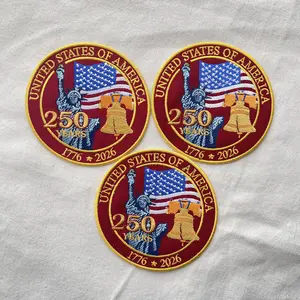 USA 250th Anniversary Embroidered Patch, Statue of Liberty Bell Embroidery Patches, 250 Years American Flag Iron On 4 Inch Patch