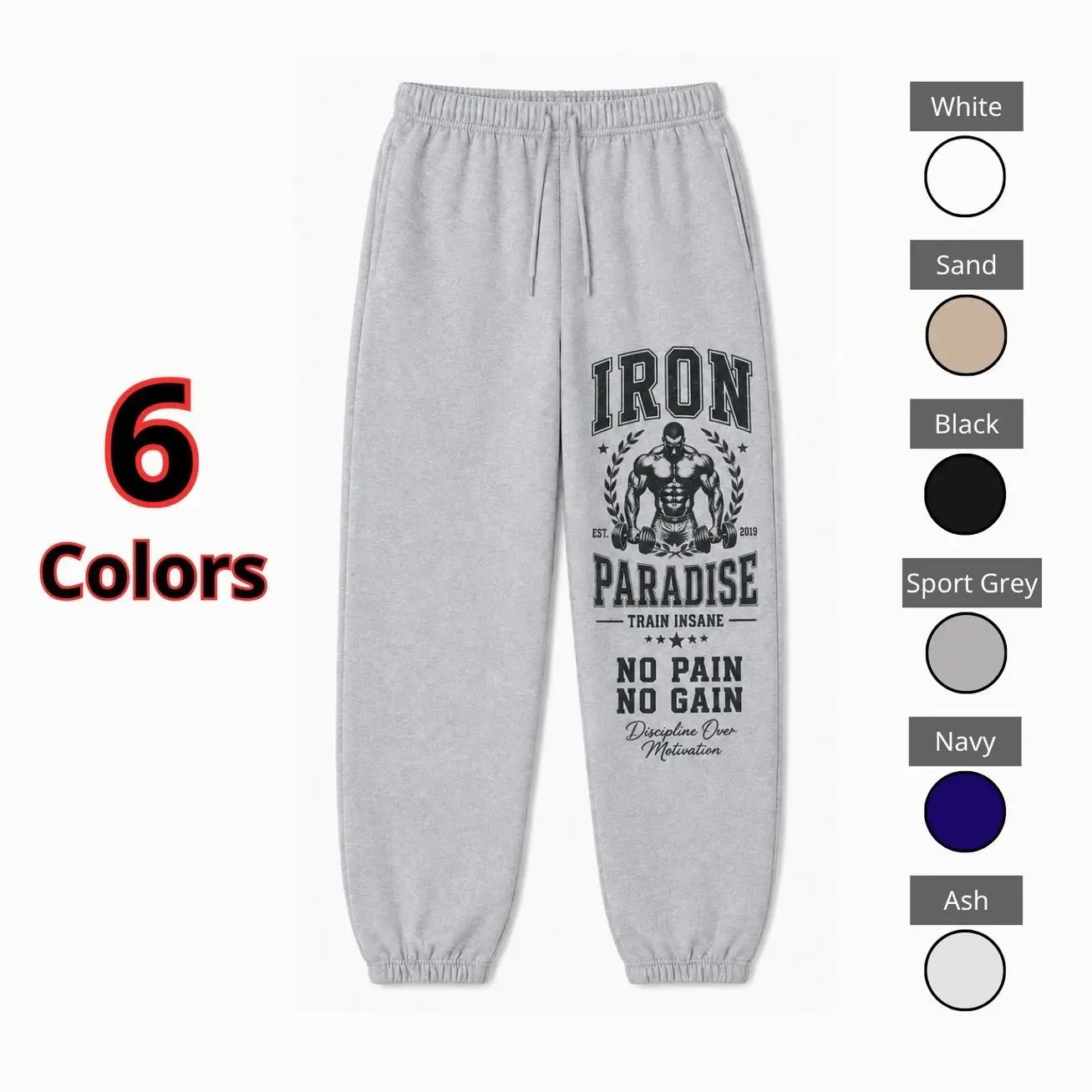 Unisex Iron Paradise Graphic Sweatpants for Men & Women, Motivational Weightlifting Jogger Pants with Elastic Drawstring Waist, Relaxed Fit Workout Bottoms for Gym, Training, Fitness, Streetwear & Everyday Wear 8