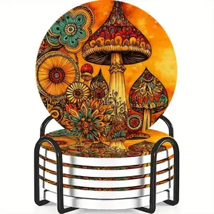 Set of 6 coasters, featuring a girl playing ball on the beach