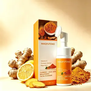 Turmeric Skincare Two Piece Set – Cleansing Mousse,Turmeric Soap, Gentle Exfoliating Facial Cleanser Kit