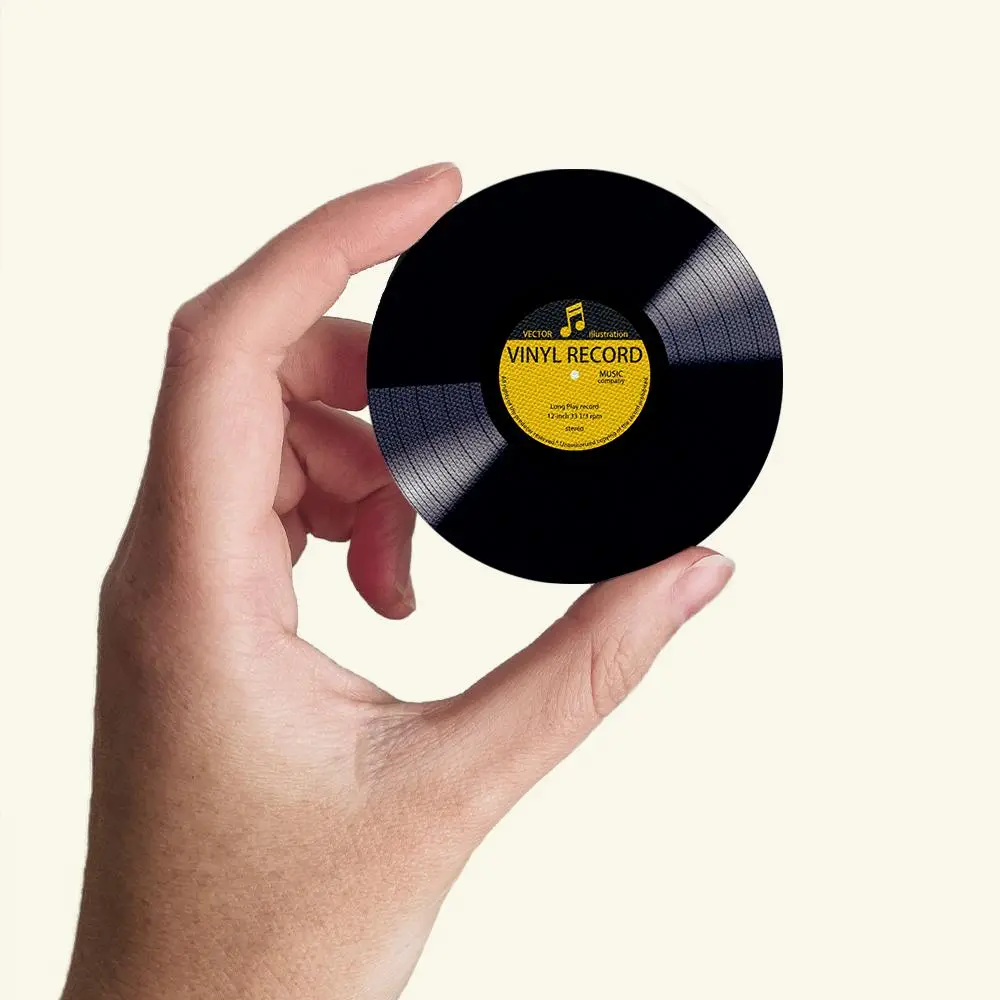 Round Vinyl Record Design Coaster, 2 Counts Non-slip Heat Resistant Coaster, Decorative Coaster for Home Kitchen Dining Room