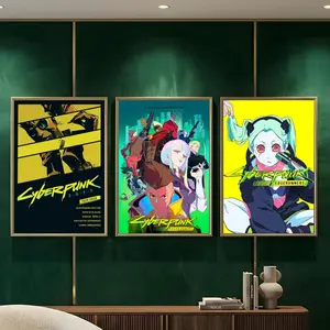 Cool C-CybErPunk ES Game 2077 Painting Calligraphy HD Heavy-Duty Waterproof Wrinkle-Resistant Canvas Print – Tool-Free Durable Hides Wall Flaws & Boosts Style for Living Rooms Bathrooms