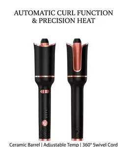 Glamour Automatic Hair Curler - Ceramic Bidirectional Curler with Negative Ions for Frizz Control, Dual-Temperature for Long Hair, 4 Temp Settings, 16MM-20MM Heat Conductor, Black Beauty Appliance - Attachment,summervibes