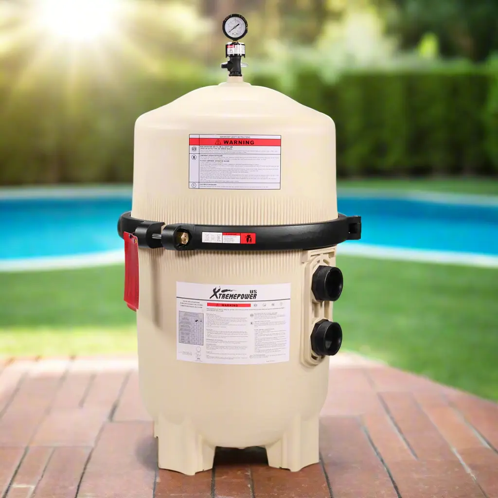 XtremepowerUS Beige In-Ground DE Swimming Pool Filter, 48 sq ft High-Capacity, 96 GPM High-Flow Outdoor Pool Accessory for Water Clarity, Pool Accessories
