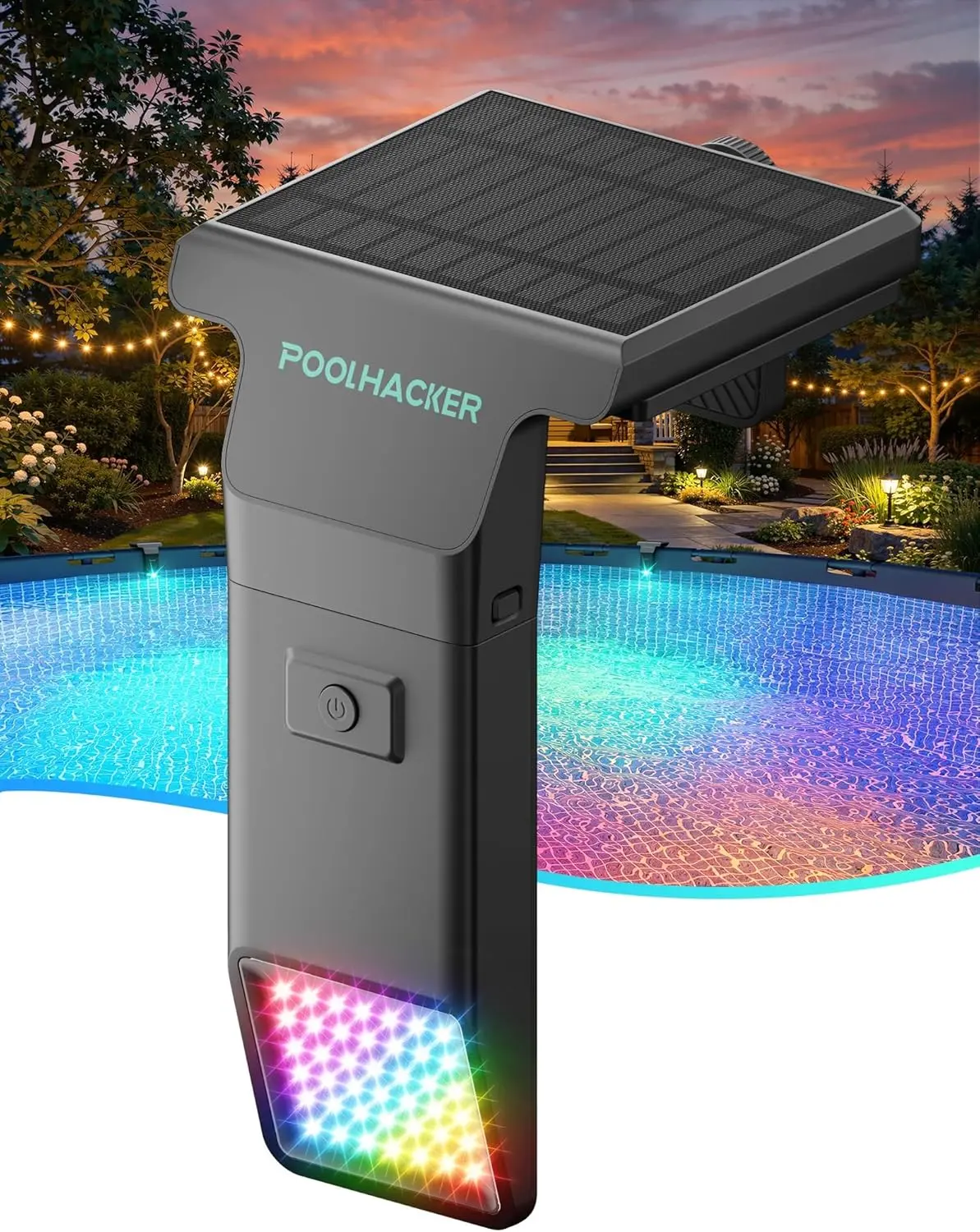 Solar LED Pool Lights For In-Ground & Above-Ground Pool, 10-Color 4-Mode LED Pool Lights, Underwater Swimming Pool Lights with Timer, Submersible Pool Lights with Remote, Waterproof Design (Black, 1 Pack)
