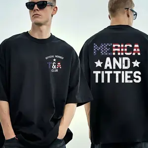 US Local Warehouse Shipping Summer Casual Short Sleeve t Shirts Merica And Titties Men'S T-Shirt funny men Tee Shirt Printed in USA