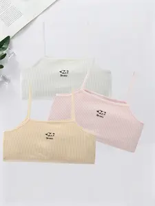 2026 New 3-Piece Set Girly Girls' Underwear, Youth Cotton Bralette, Breathable Anti-Protrusion Design, Ideal for Students & Teens