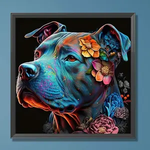 Dog Pattern DIY Diamond Art Painting Picture Without Frame, 5D Artificial Diamond Art Embroidery Kit, DIY Decorative Painting for Bedroom Living Room Office, Christmas, Christmas Gift, Diamond Painting Kits