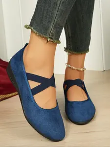 Women's Closed Wedge Shoes, Faux Suede Upper, Comfortable Round Toe Design, Ideal for Elegant Nights & Casual Days