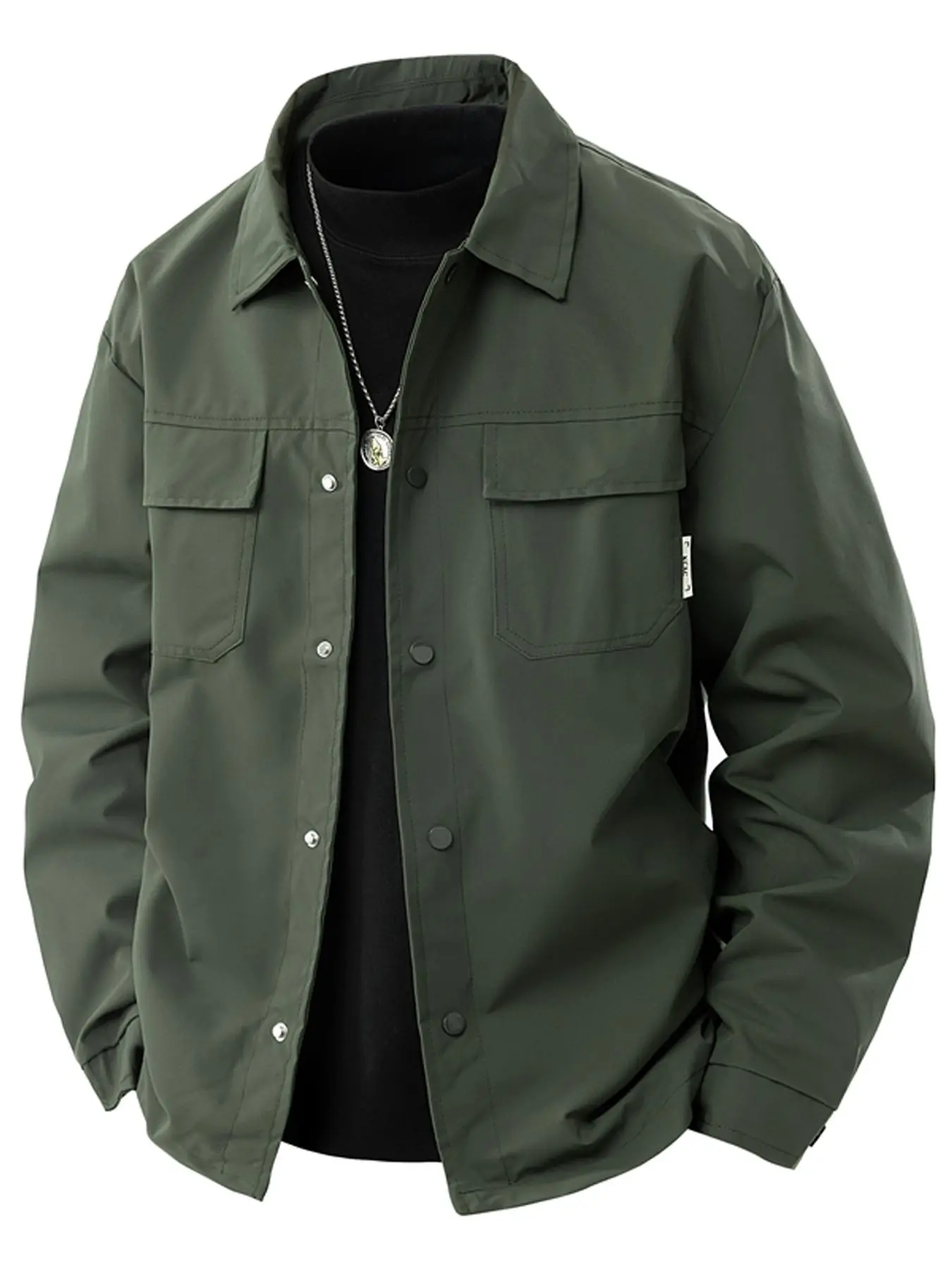 Men's Lightweight Casual Jacket, Stand Collar Design, Windproof Outdoor Button Down Jacket for Leisure Activities, Ideal for Daily Use, Coats