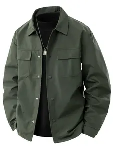 Men's Lightweight Casual Jacket, Stand Collar Design, Windproof Outdoor Button Down Jacket for Leisure Activities, Ideal for Daily Use, Coats