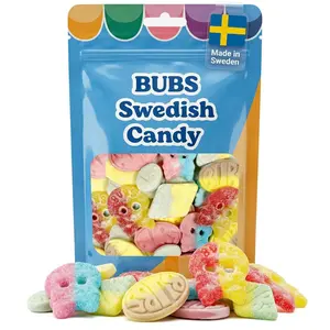 Bubs Swedish Godis Candy Mix - 1 LB Snack with Big Ovals, Skulls & More Sweet-Sour Chewy Gummies From Sweden