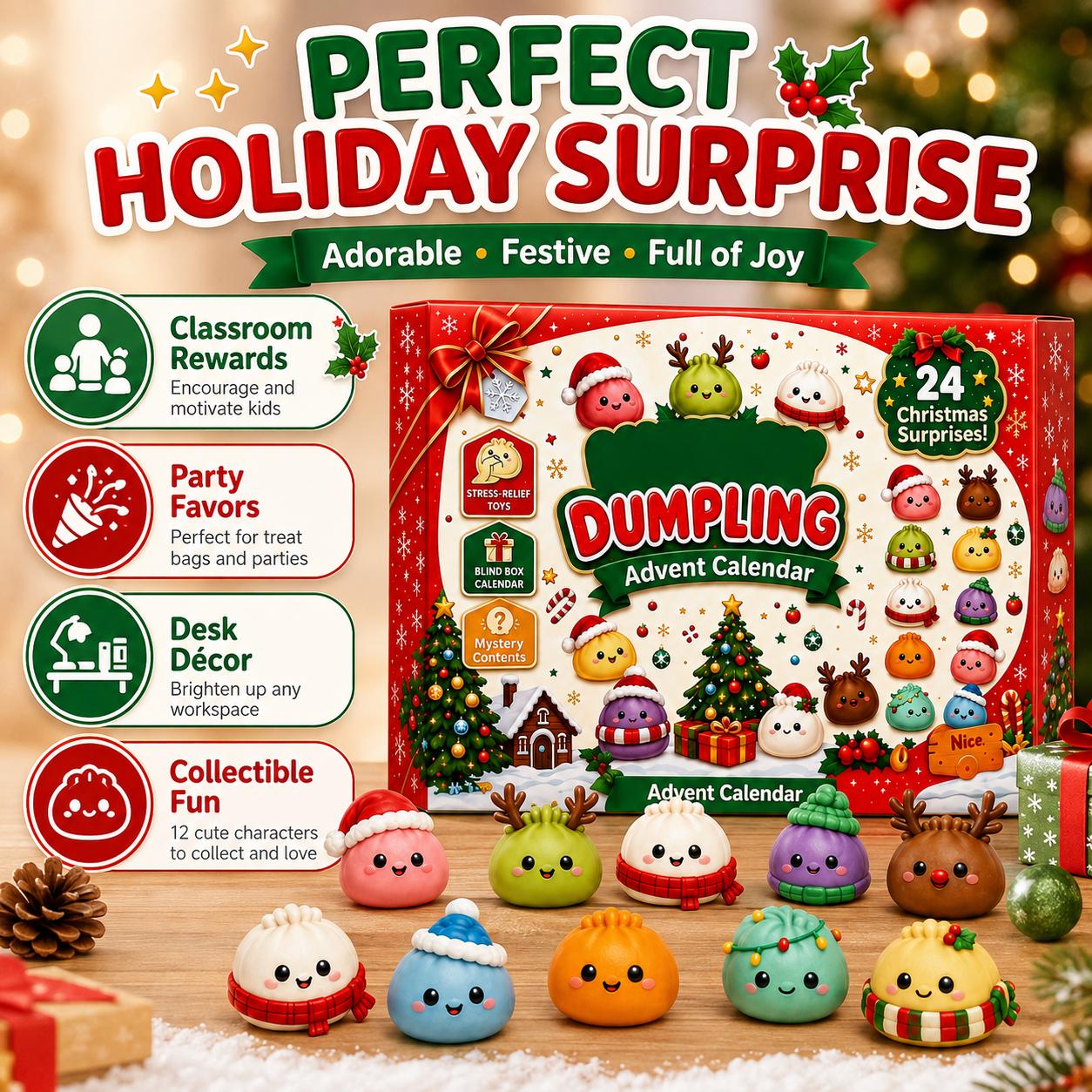 2026 Dumpling Squishy Advent Calendar - Indoor Recreation Stress Relief Toy, 24 Surprise Kawaii Mini Food Squishy Figures, Cute Christmas Countdown Holiday Gift 2026 Dumpling Squishy Advent Calendar - Indoor Recreation Stress Relief Toy, 24 Surprise Kawaii Mini Food Squishy Figures, Cute Christmas Countdown Holiday Gift