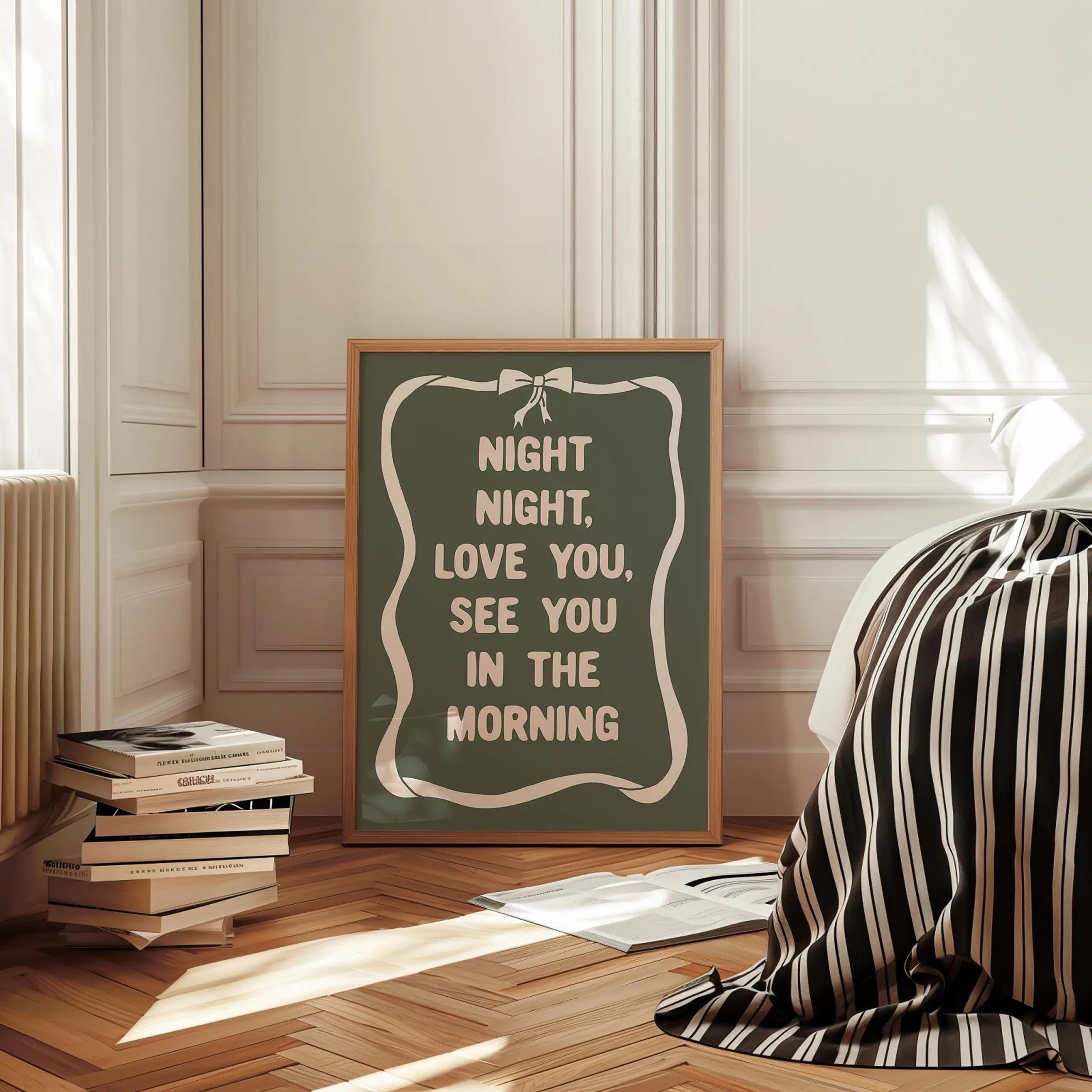 DUYU Charming Neutral Sage Green Boho Wall Art Poster Unframed For Bedroom Decor With Sweet Dreams Theme