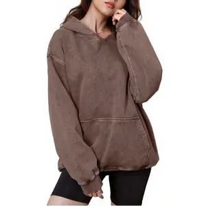 Hoodies for Men & Women Oversized Unisex Acid Wash Hoodies Heavyweight Fleece Vintage Cotton Sweatshirts Unisex Streetwear