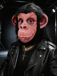 Latex Monkey Mask with Hair, Geometric Animal Costume, Perfect for Halloween, Role-Playing, Parties, Dress Up Your Look