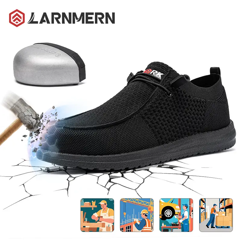 Men's Steel Toe Loafers Shoes Slip On Work Shoes With ASTM Lightweight Comfortable Footwear