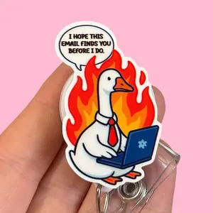 Glitter My Badge Silly goose badge reel for nurse and hospital workers. Badge clip Badge pull - Retractable swivel clip with a 360 rotation. Great gift for coworker.