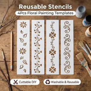 4-Piece Lace Template Set for DIY Crafts & Decorations, Ideal for Scrapbooking & Paper Card Making, Perfect for Home Decoration